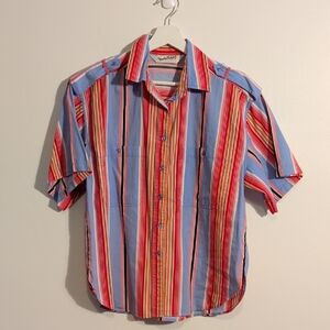 DIANE VON FURSTENBURG Blue and Red Striped Shirt